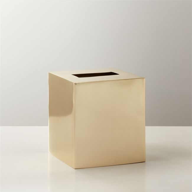 Elton Polished Brass Tissue Box Cover - Image 0