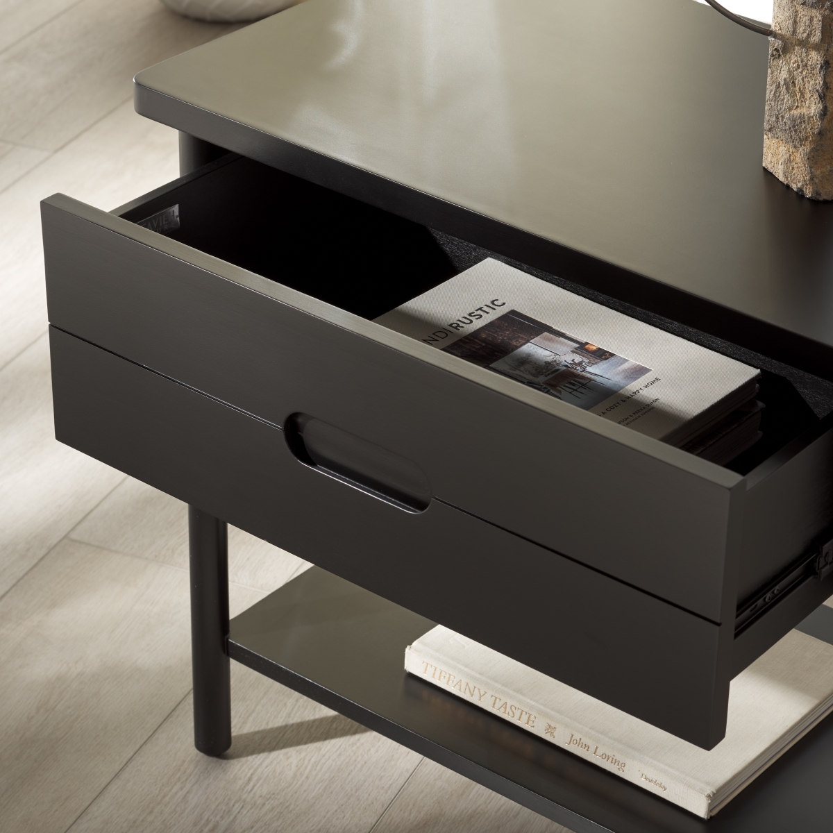 Fayletta 1 Dr Wood Nightstand - Black - Image 1