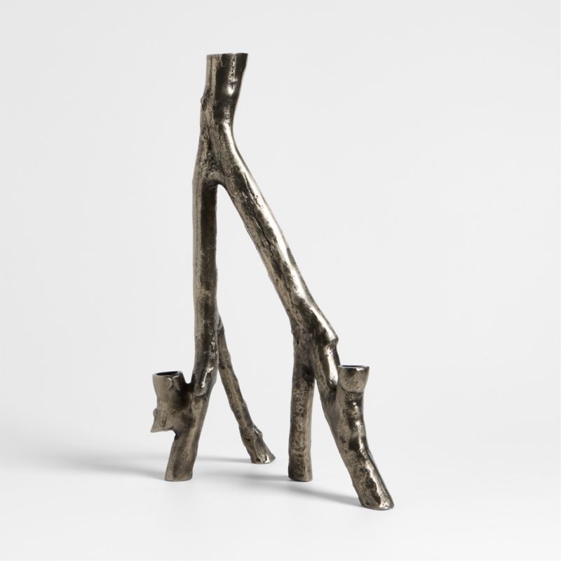 Branch Cast Aluminum Silver Candelabra - Image 1
