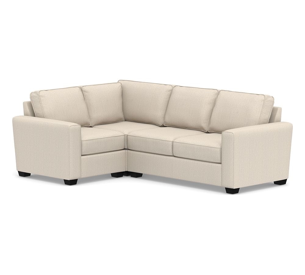 SoMa Fremont Square Arm Upholstered Right Arm 3-Piece Corner Sectional, Polyester Wrapped Cushions, Sunbrella(R) Performance Herringbone Oatmeal - Image 0