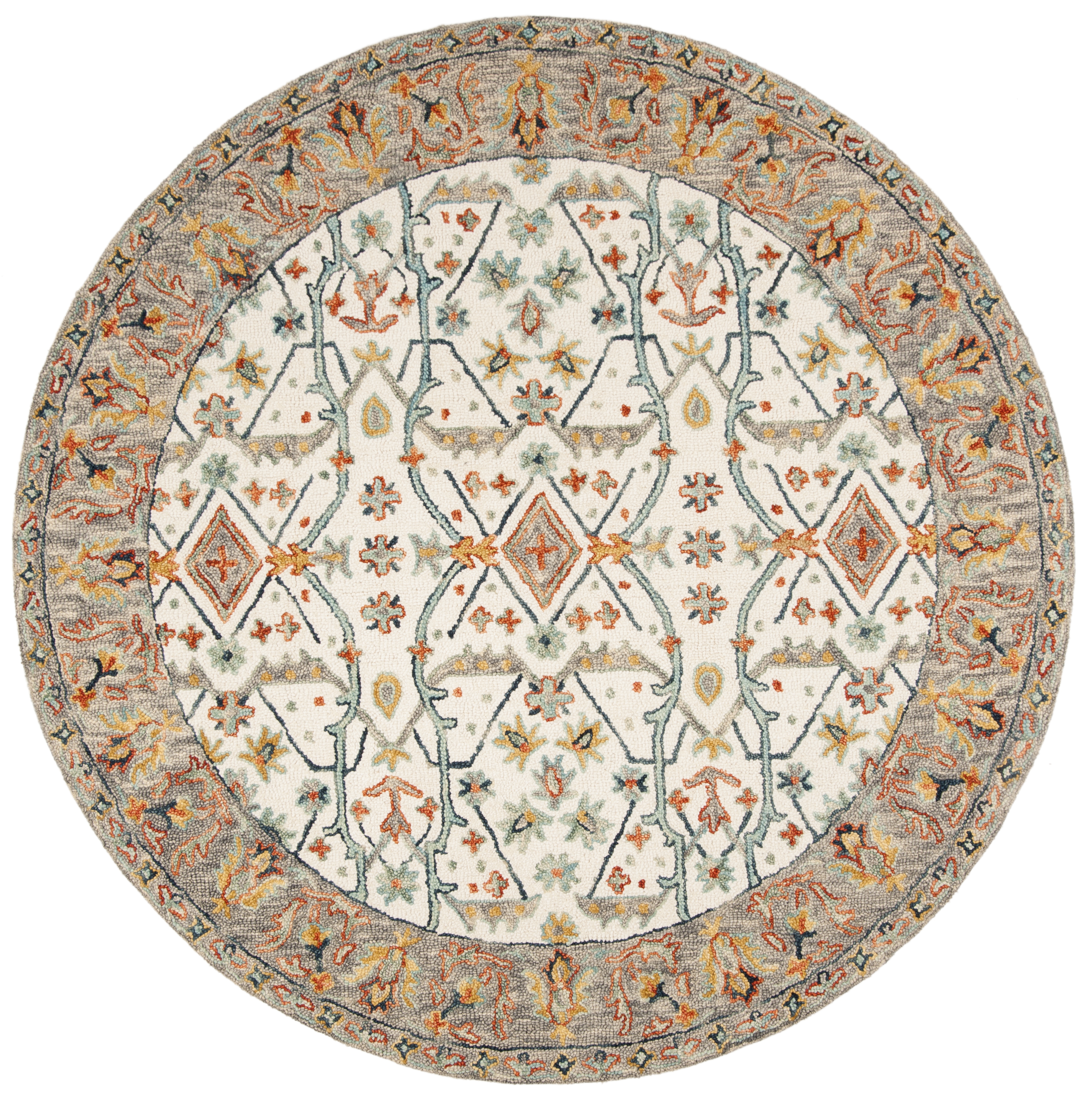 Arlo Home Hand Tufted Area Rug, APN308A, Ivory/Blue,  7' X 7' Round - Image 0