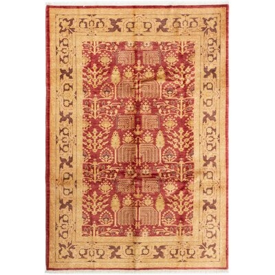 One-of-a-Kind Herluf Hand-Knotted 2010s Ziegler Tan/Red 6'2" x 9' Wool Area Rug - Image 0