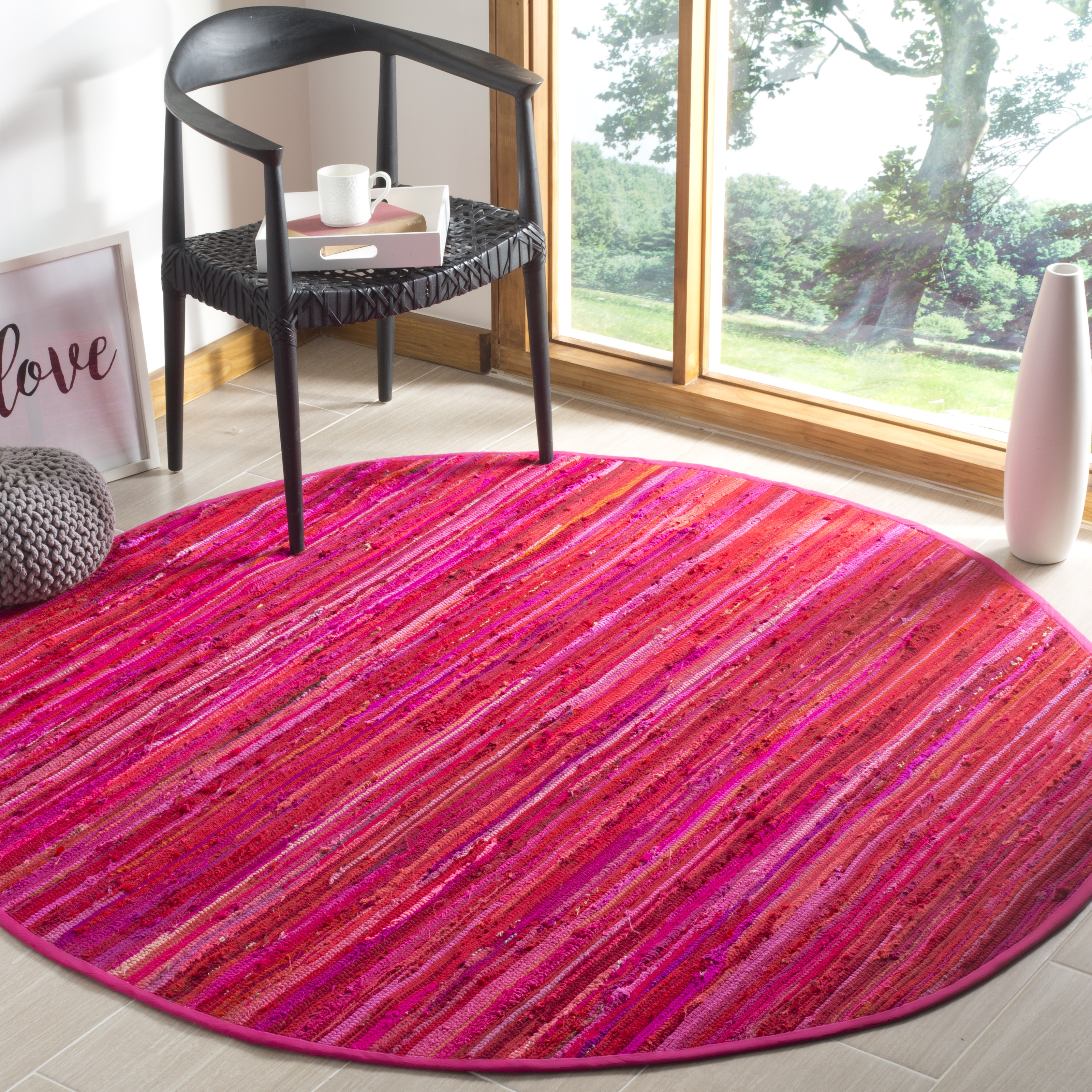 Arlo Home Hand Woven Area Rug, RAR130R, Red/Multi,  6' X 6' Round - Image 1