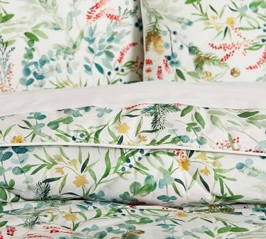 Light Gray Noel Botanical Percale Comforter, Full/Queen - Image 1