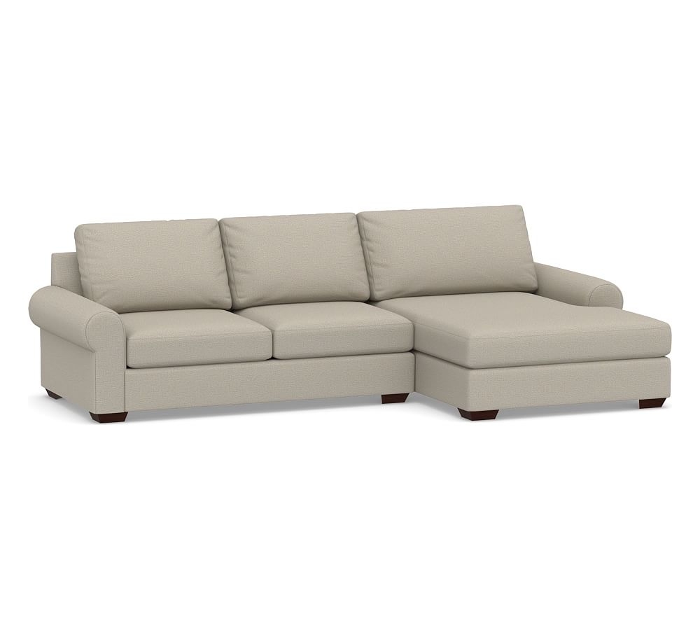 Big Sur Roll Arm Upholstered Left Arm Loveseat with Double Chaise Sectional, Down Blend Wrapped Cushions, Performance Boucle Fog - Image 0