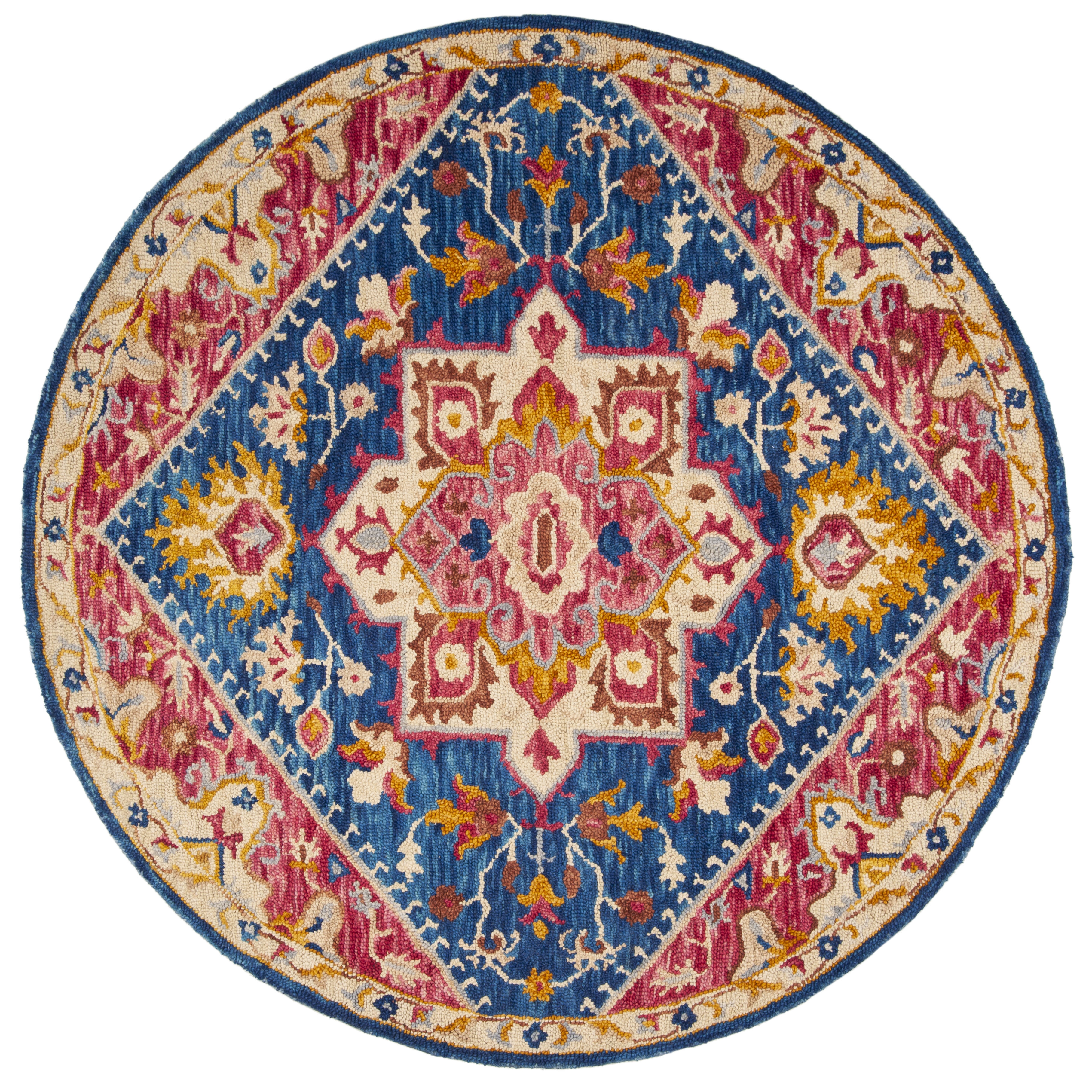 Arlo Home Hand Tufted Area Rug, APN513N, Navy/Fuchsia,  7' X 7' Round - Image 0