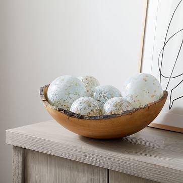 Speckled Mexican Glass Ball, Small, Set of 3, White/Natural - Image 1