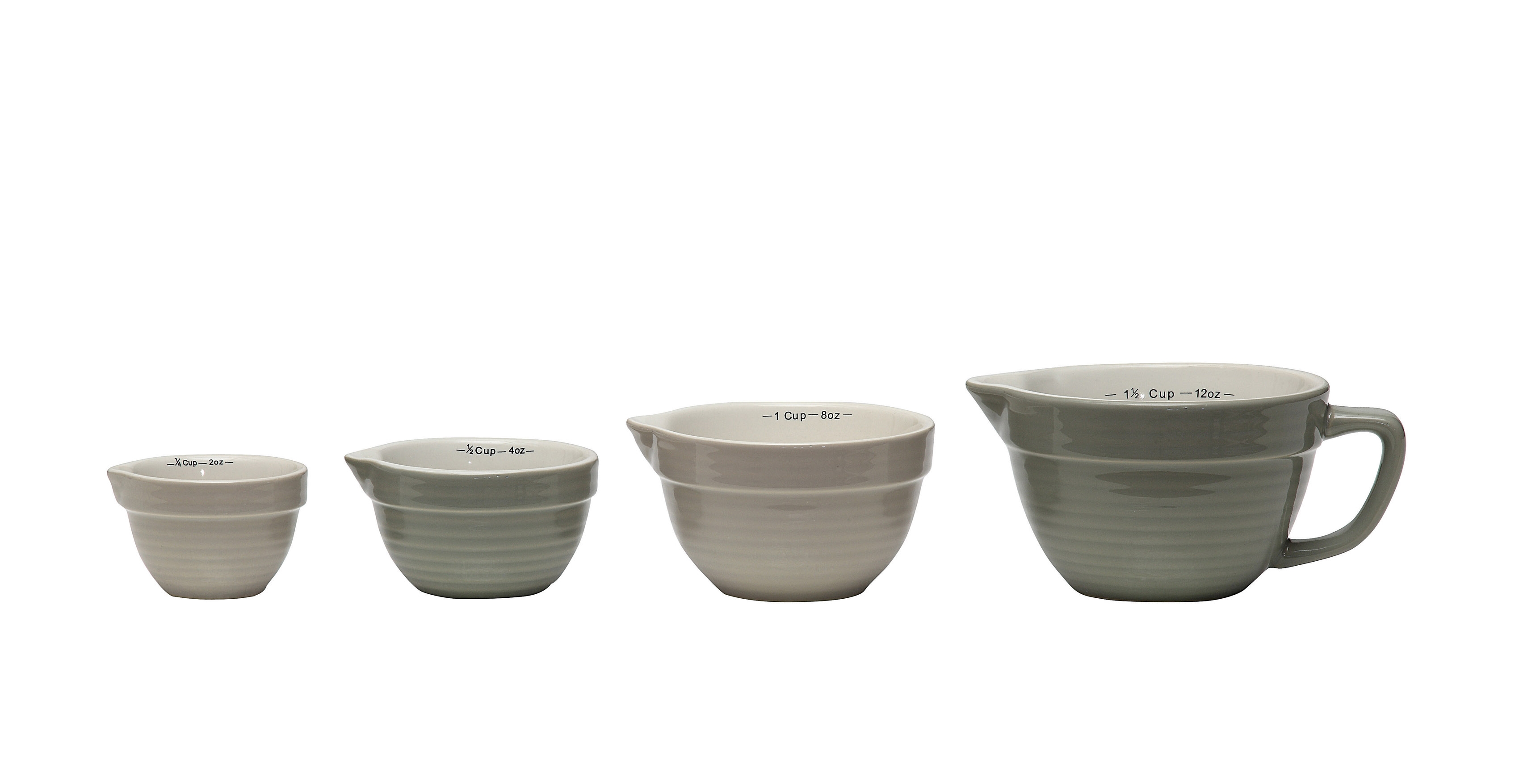 Batter Bowl Shaped Measuring Cups in Greys (Set of 4 Sizes) - Image 0