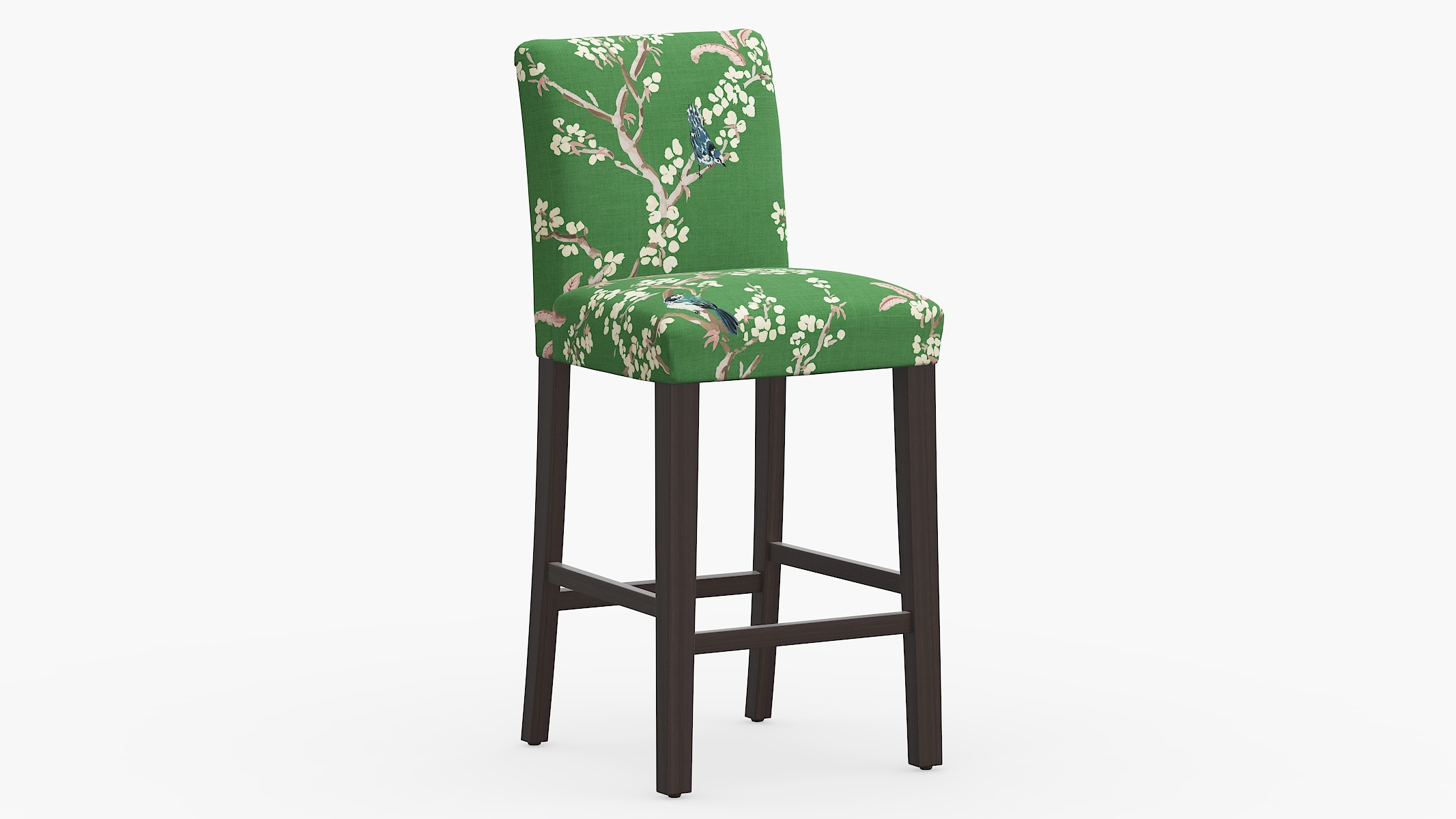 Classic Dining Bar Stool, Jade Cherry Blossom, Espresso - Image 0