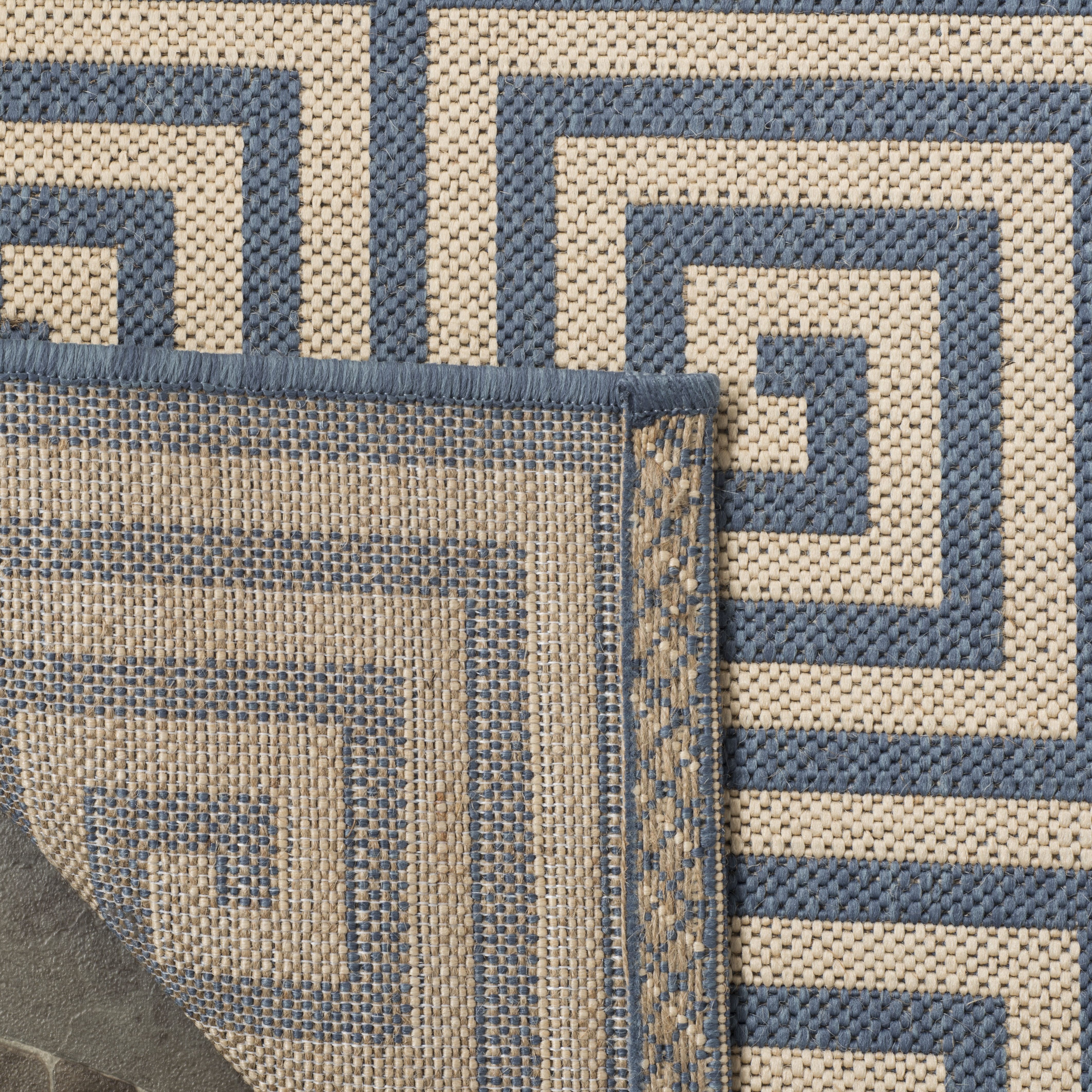 Arlo Home Indoor/Outdoor Woven Area Rug, LND129N, Cream/Blue,  4' X 6' - Image 3