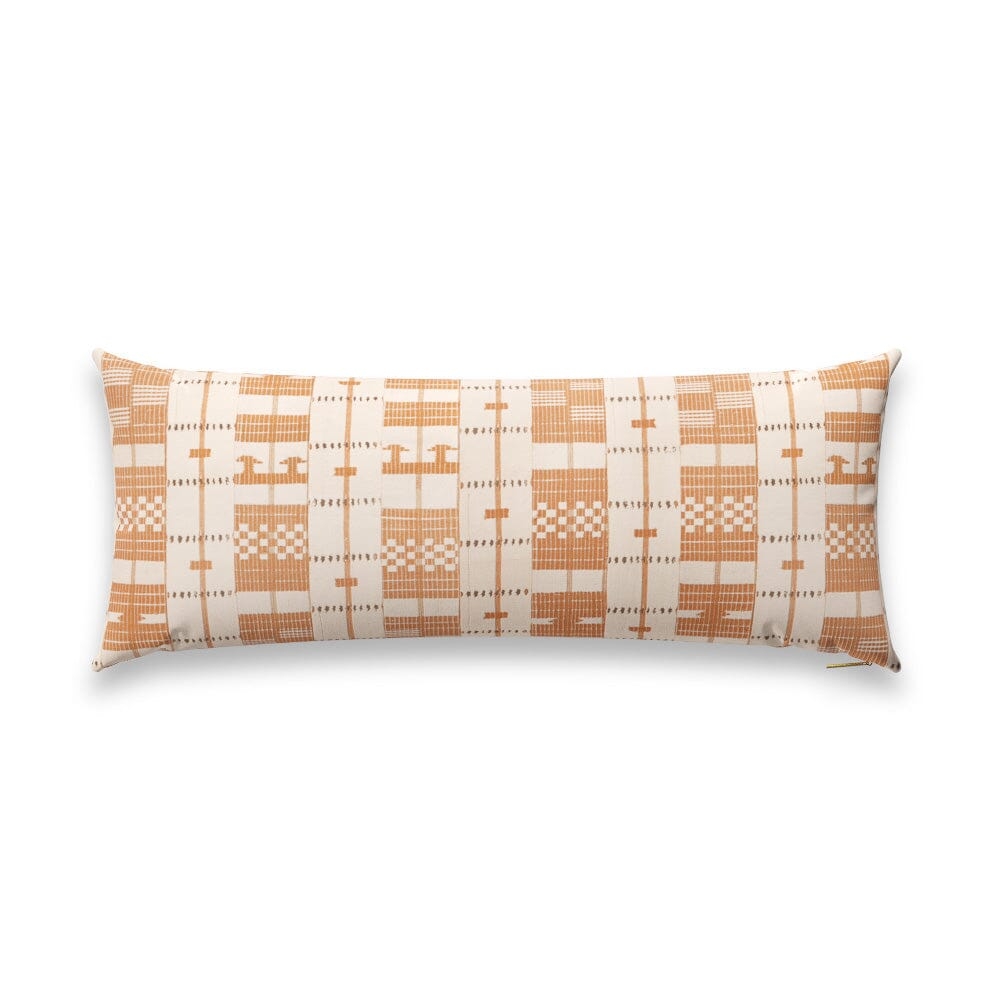 Sand Block Yoruba Pillow by St. Frank | Orange | 40" W x 15" H | Cotton/Silk/Linen - Image 0