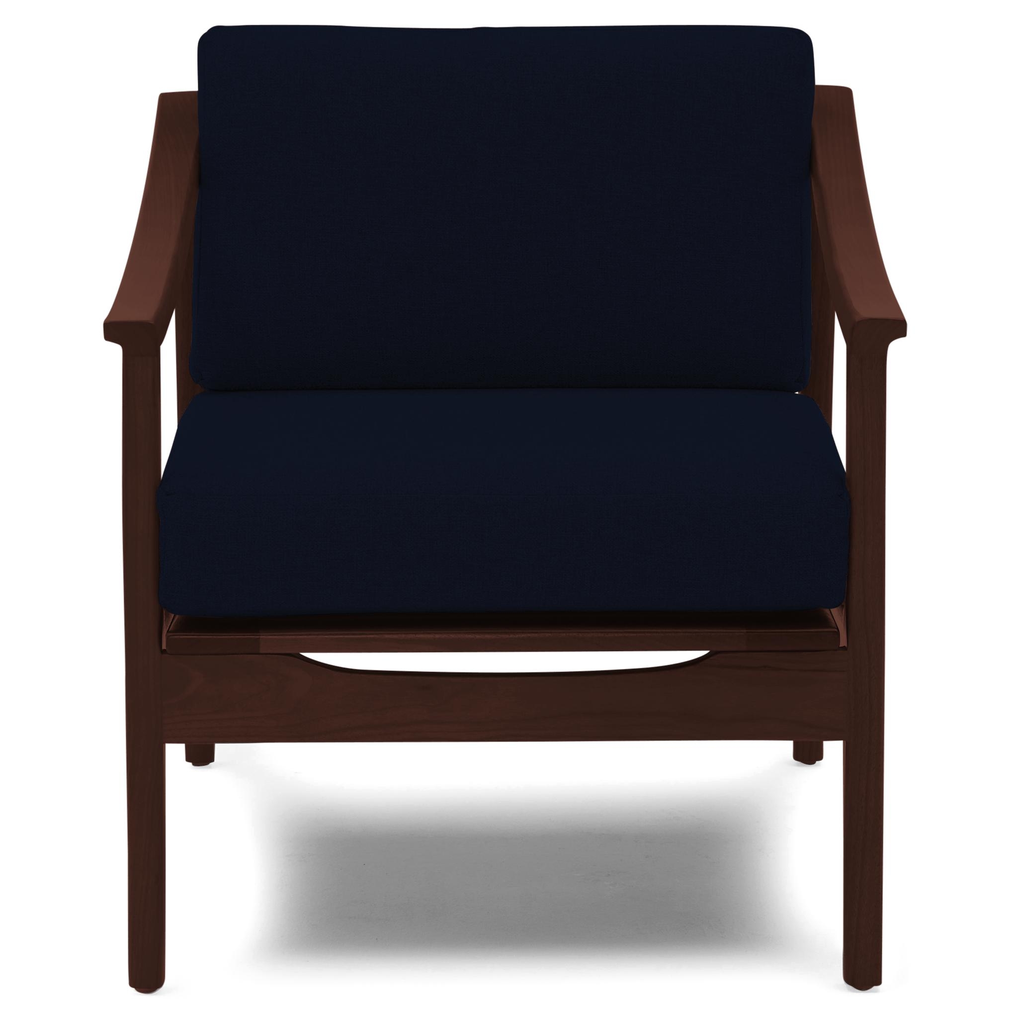 Blue Bradshaw Mid Century Modern Chair - Bentley Indigo - Walnut - Image 0