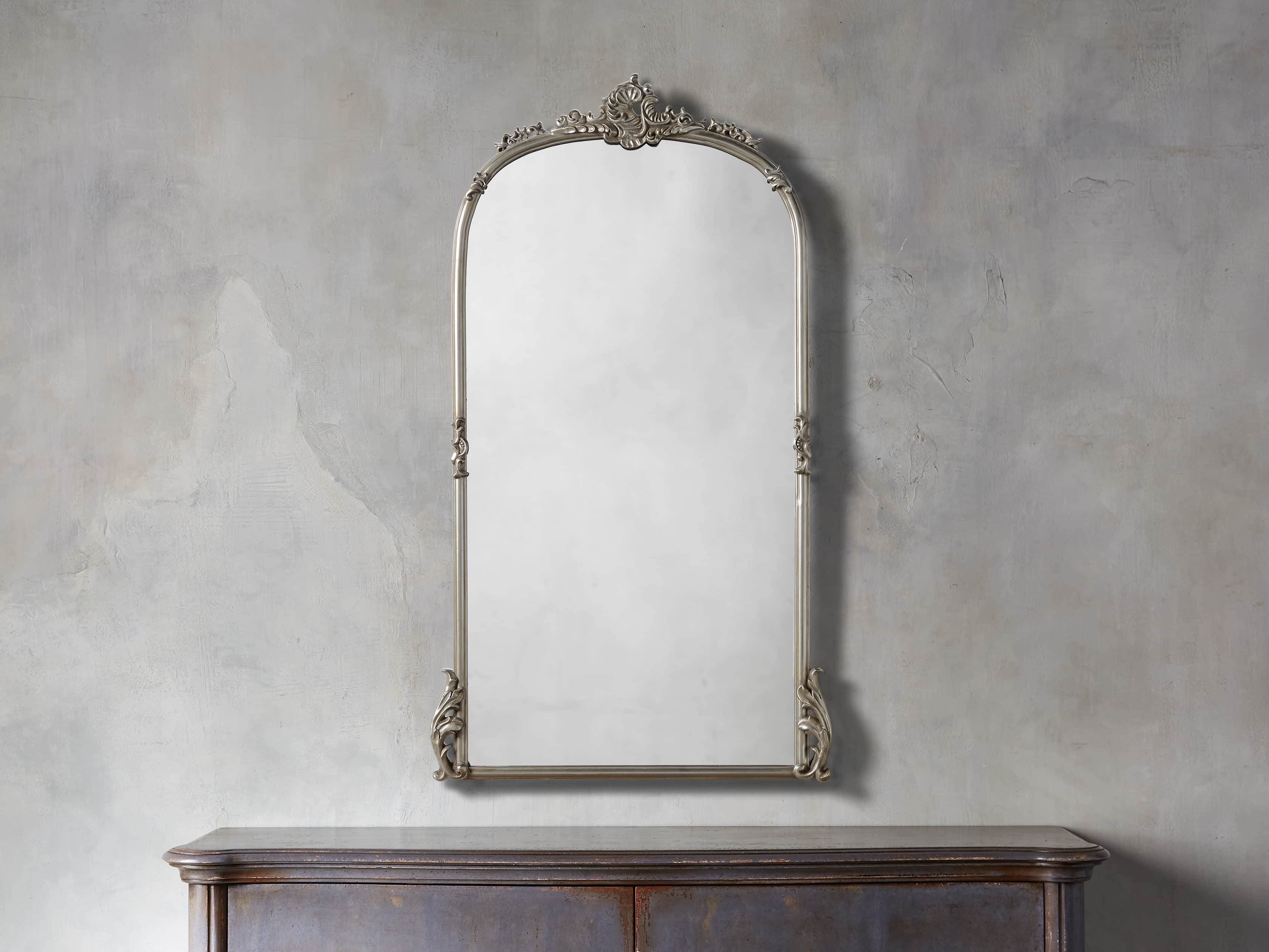 Amelie Wall Mirror in Wood Silver  Antique - Image 0