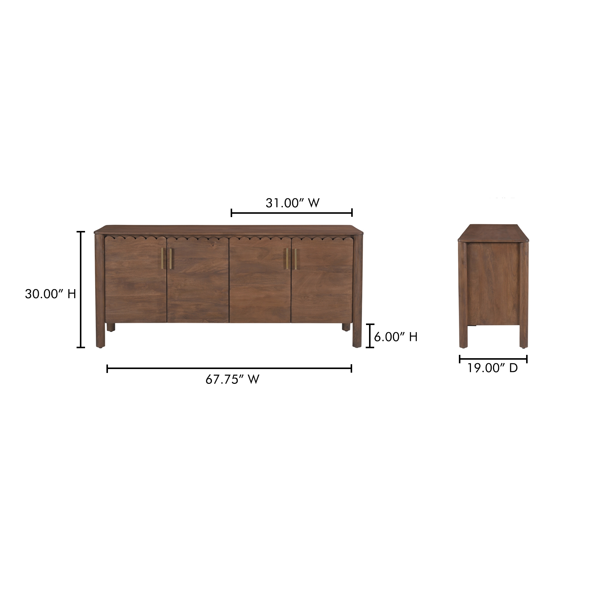Wiley 4 Door Sideboard Vintage Brown - Image 13