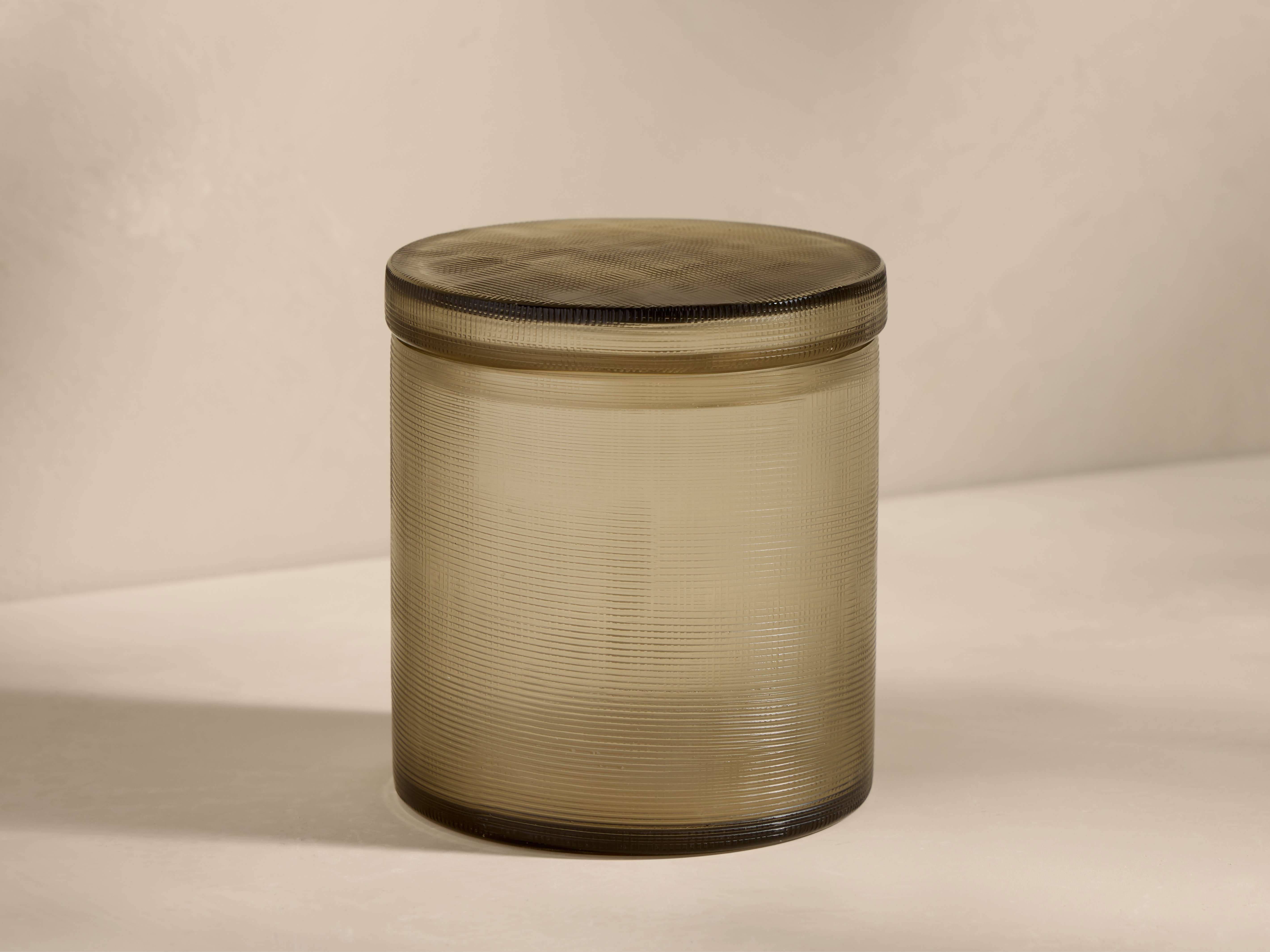 Abilene Bath Jar in Olive Smoke Glass Small Green - Image 0