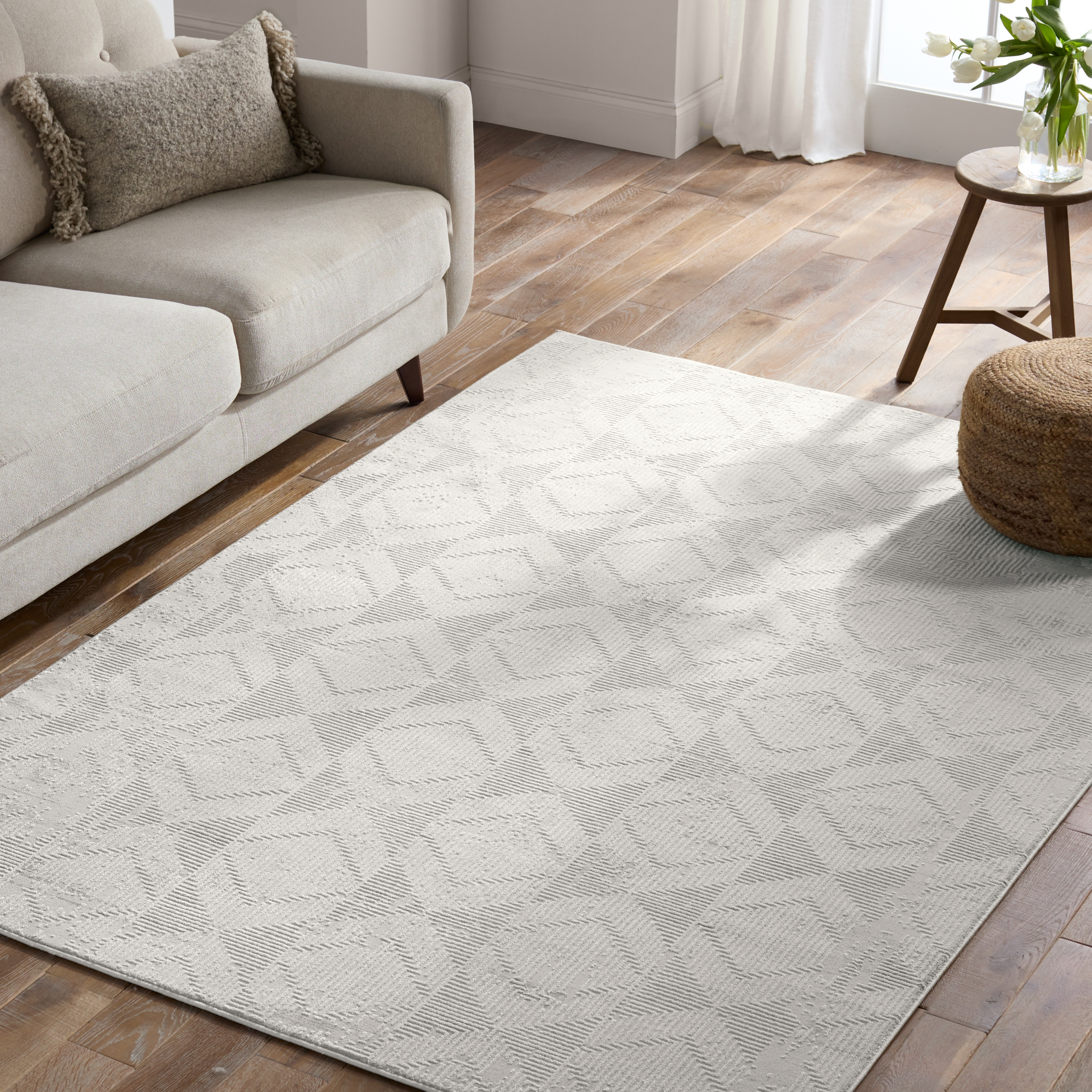Ottavia CIQ48 Geometric Gray Area Rug (5'3"x7'6") - Image 4