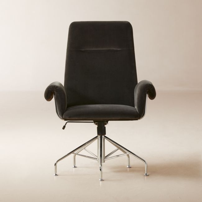Saviti Black Velvet Office Chair - Image 0