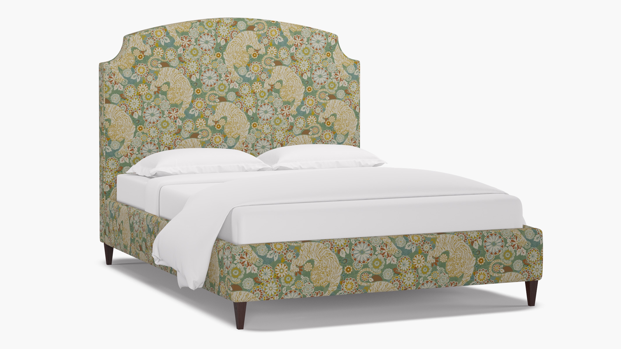 Cove Bed, Pistachio Siberian Tiger, Espresso Square Tapered Leg, Twin - Image 1