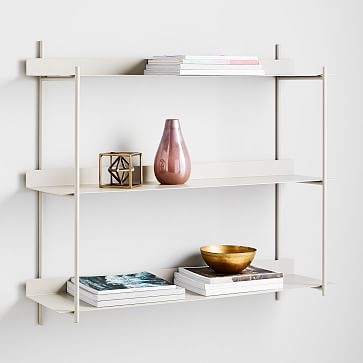 Floating Lines Wall Shelf, 3-Tiered, Gray - Image 0
