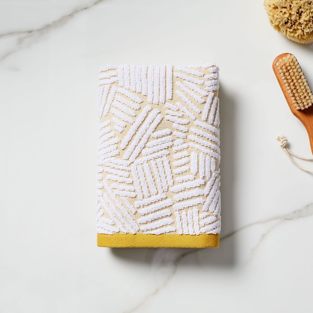 Organic Dashed Lines Sculpted Towel, Hand Towel, Dark Horseradish - Image 0