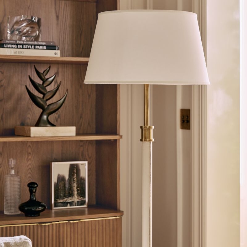Viator Wrapped White Leather Floor Lamp - Image 2