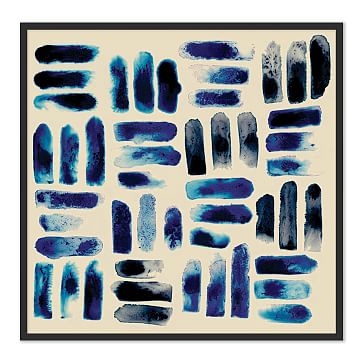 Blue Glass Grid 1 By Gold Rush Art, Framed Paper, Giclee Print, Natural, 32x32 - Image 2