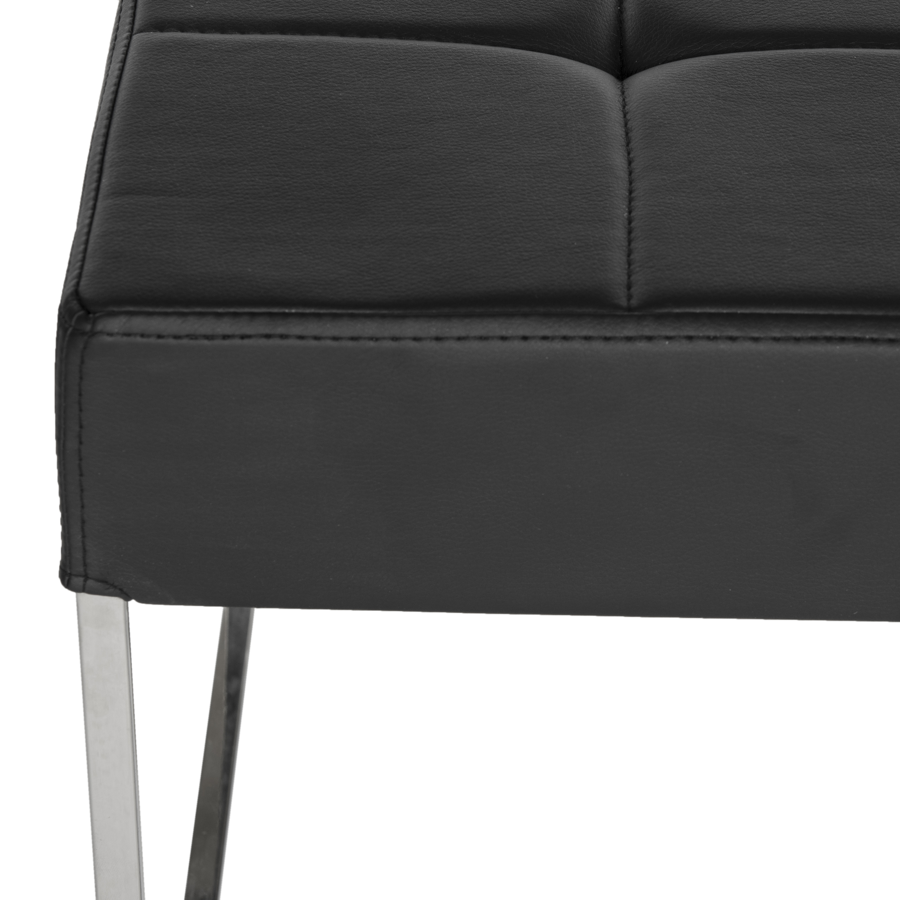 Roitfeld Ottoman - Black/Chrome - Safavieh - Image 2