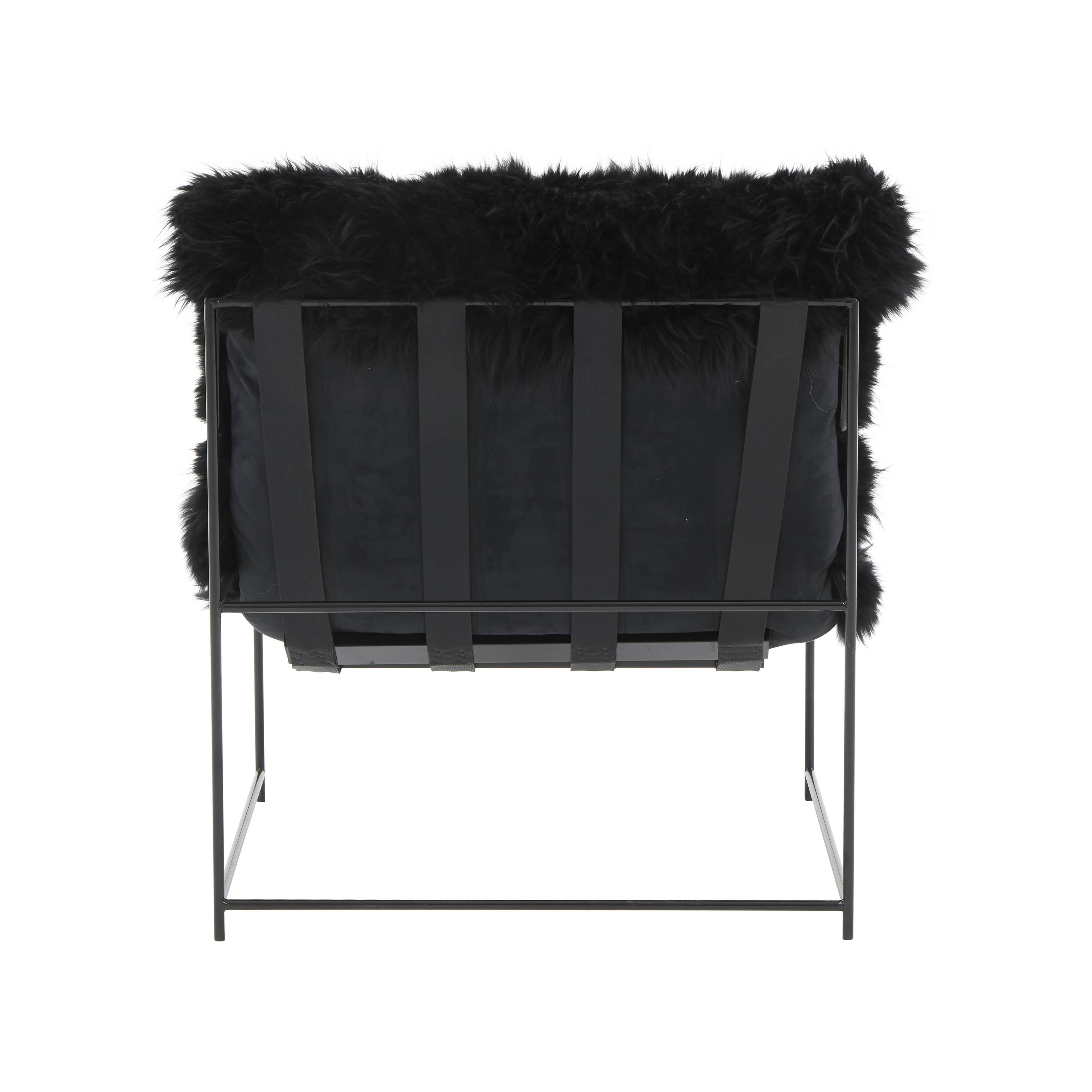 Kimi Black Genuine Sheepskin Chair - Image 4