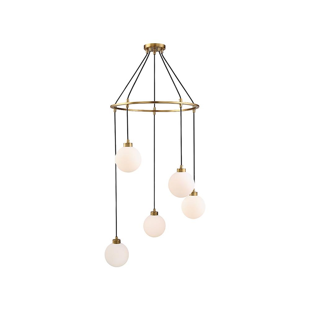 Filament Design 5-Light Natural Brass Pendant with White Glass - Image 0