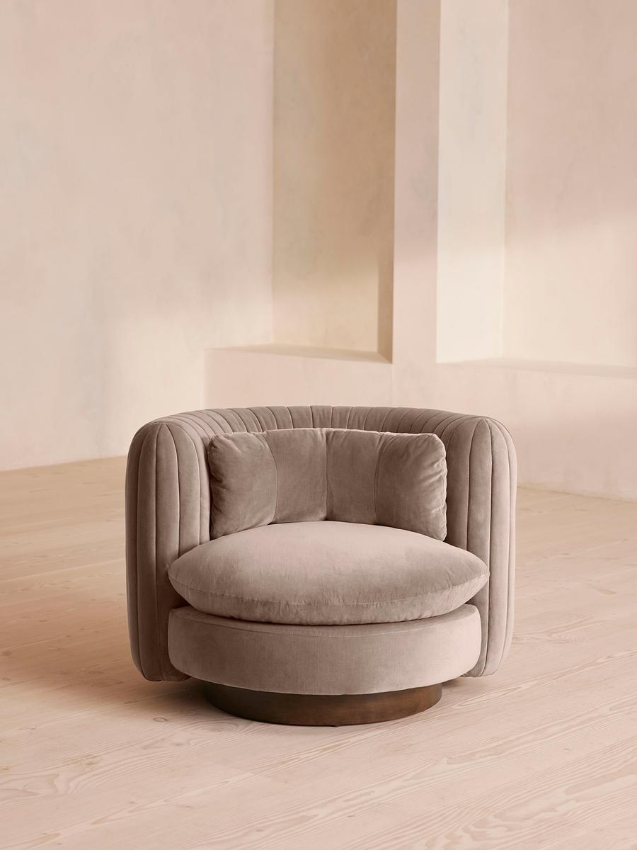 Vivienne Armchair, Velvet, Taupe, US - Image 0