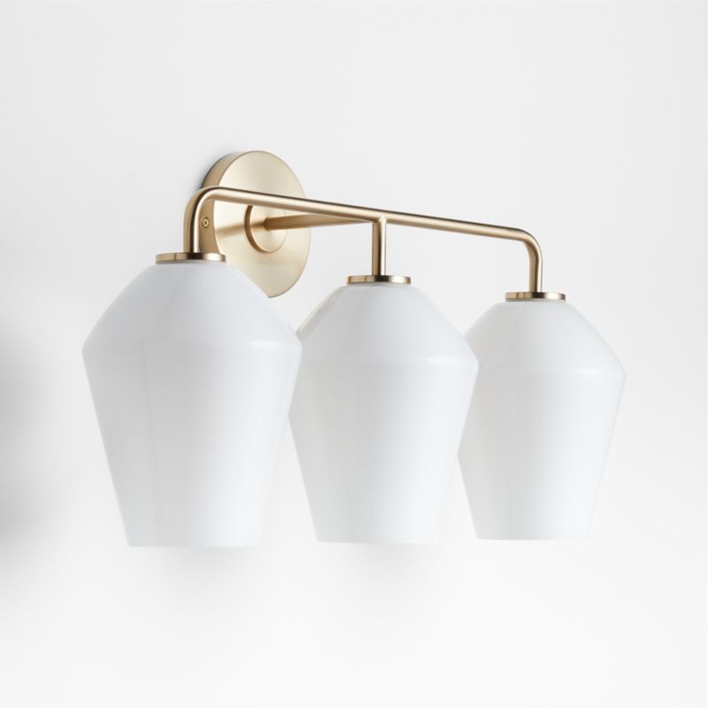 Arren Brass 3-Light Wall Sconce with Milk Angled Shades - Image 2