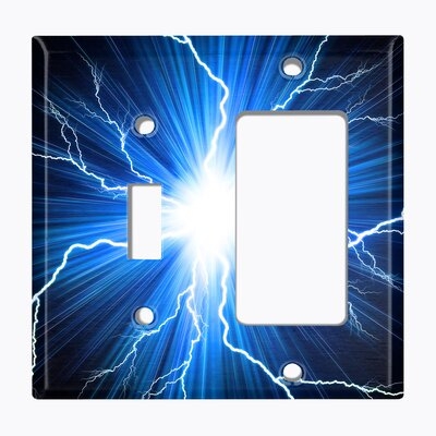 Metal Light Switch Plate Outlet Cover (Lightning Blue - Single Toggle Single Rocker) - Image 0