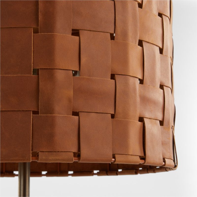 Shinola Parker Wood Table Lamp with Woven Leather Shade - Image 2