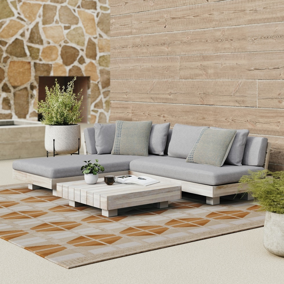 Lubek 82.5" Outdoor Low Left Sectional Set - Beach Sand - Image 2