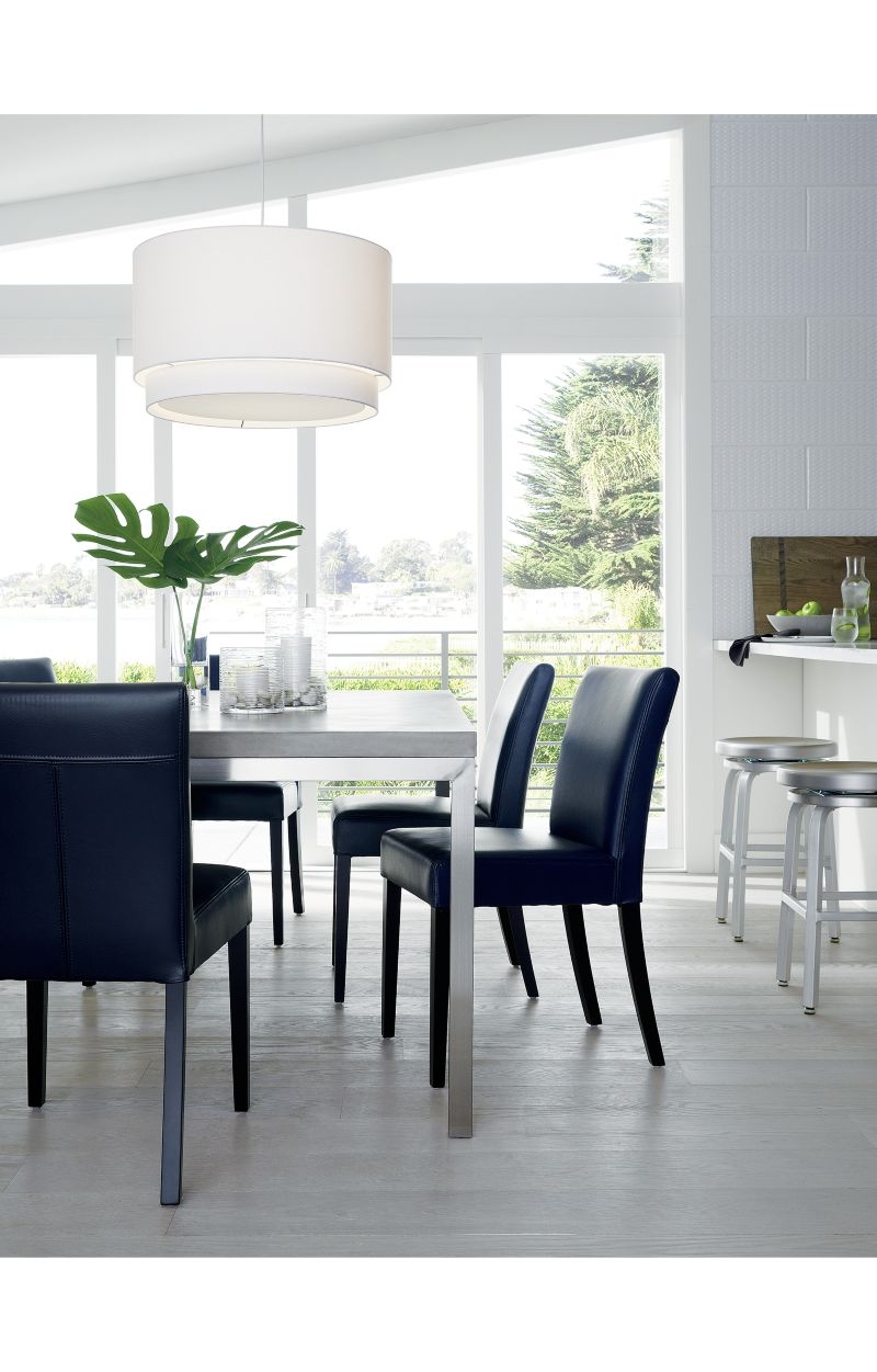 Lowe Navy Leather Dining Chair with Ebony Wood Legs - Image 1