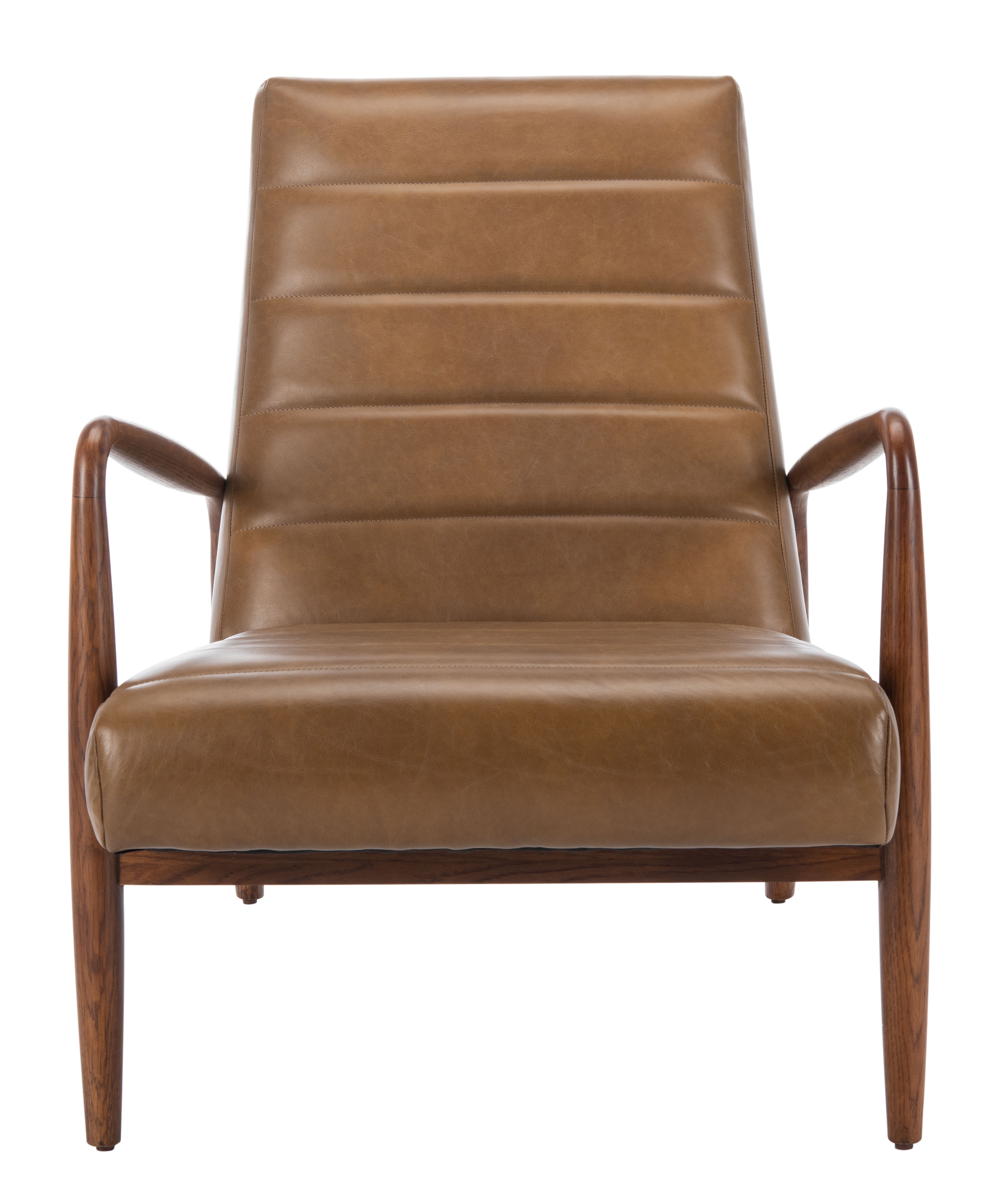 Willow Channel Tufted Arm Chair - Gingerbread/Dark Walnut  - Arlo Home - Image 1