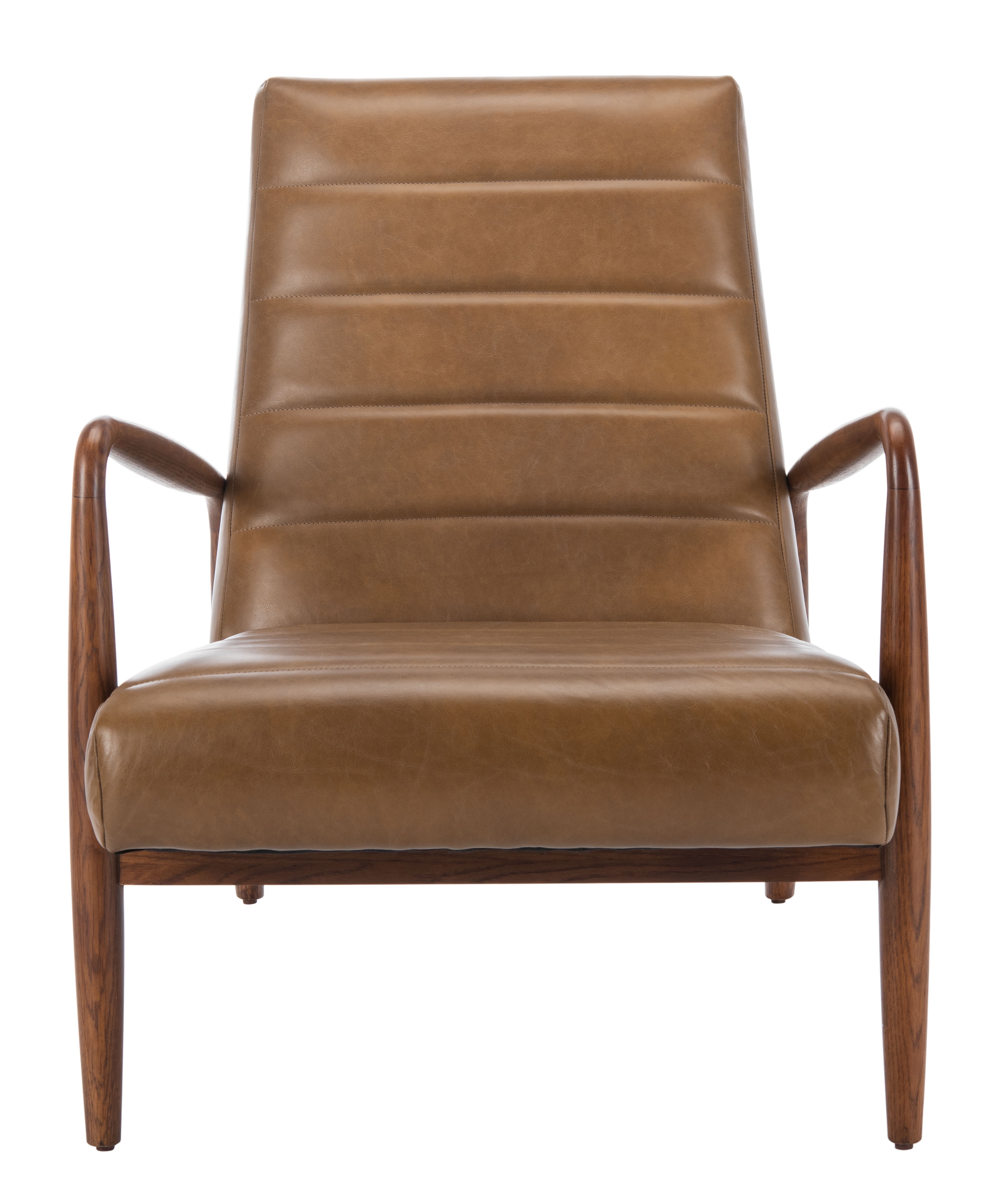 Willow Channel Tufted Arm Chair - Gingerbread/Dark Walnut  - Safavieh - Image 1