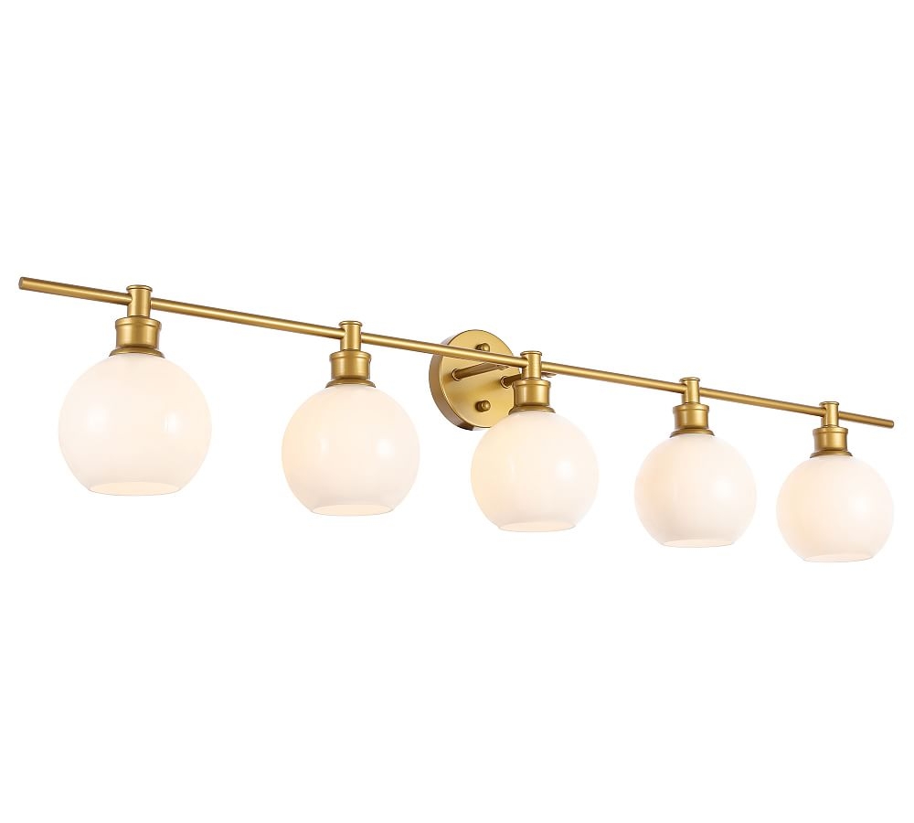 Collem Quintuple Sconce, 47", Brass and Frosted White Glass - Image 0