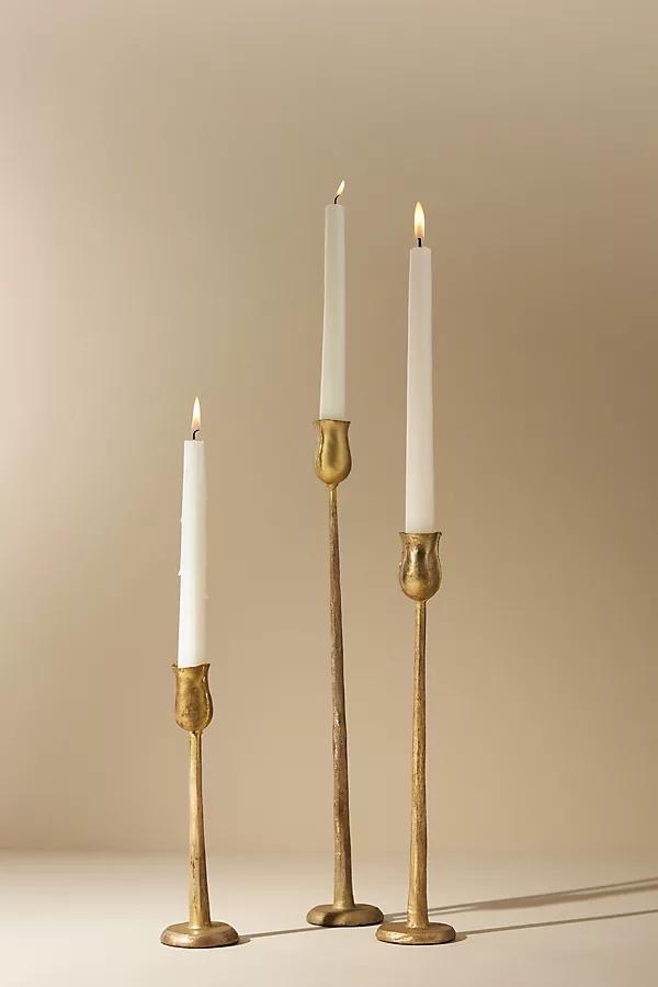 Aurora Gold Metal Taper Candle Holder - Image 0