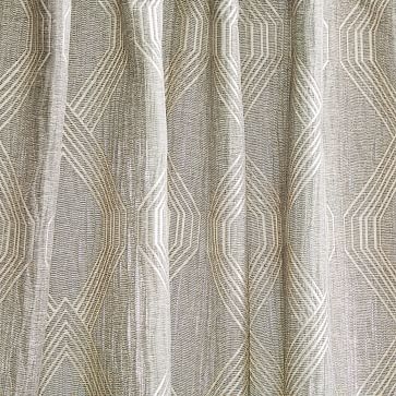 Linear Lattice Jacquard Curtain, Fossil Gray, 48"x108" - Image 1