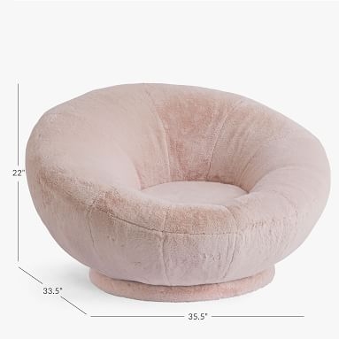 Faux Fur Blush Groovy Swivel Chair, In Home Delivery - Image 2