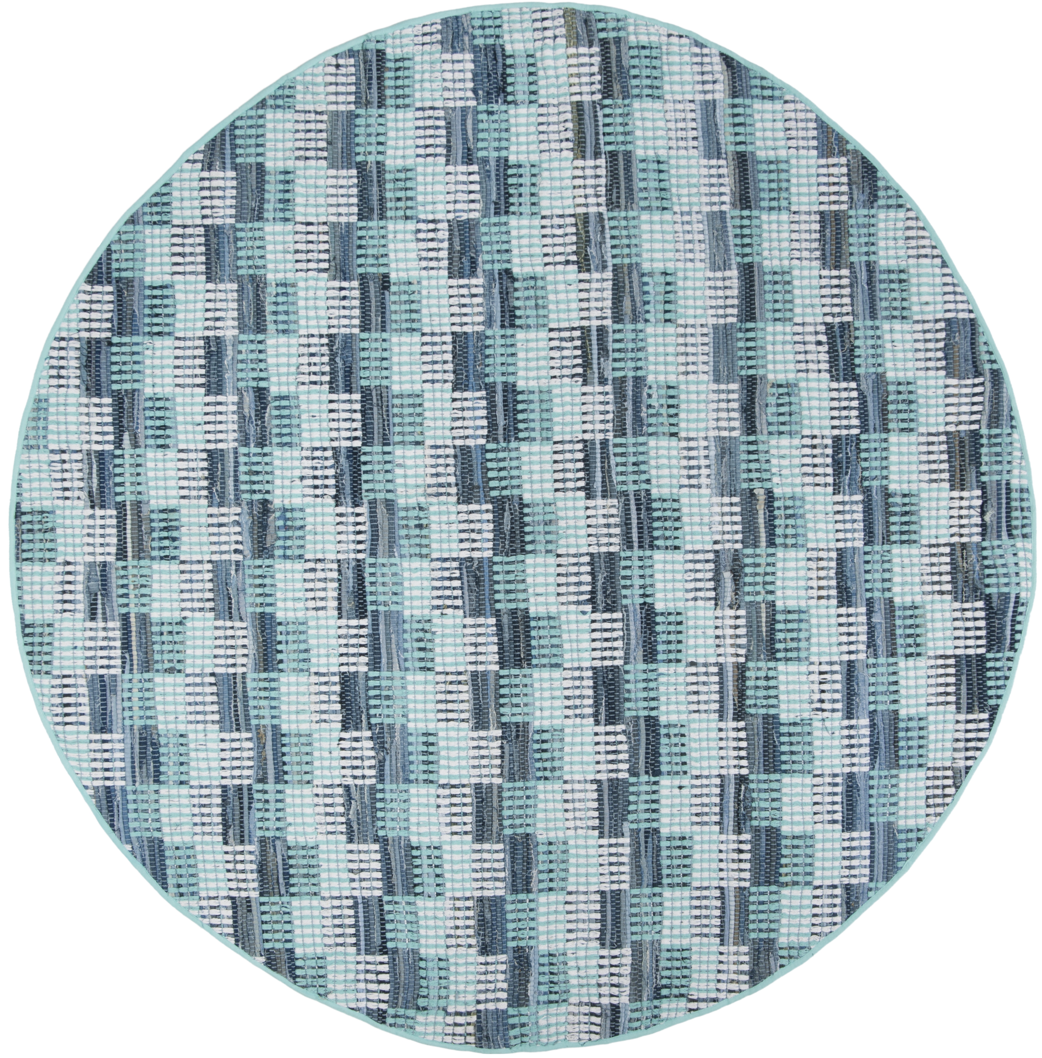 Arlo Home Hand Woven Area Rug, MTK121C, Turquoise/Multi,  6' X 6' Round - Image 0