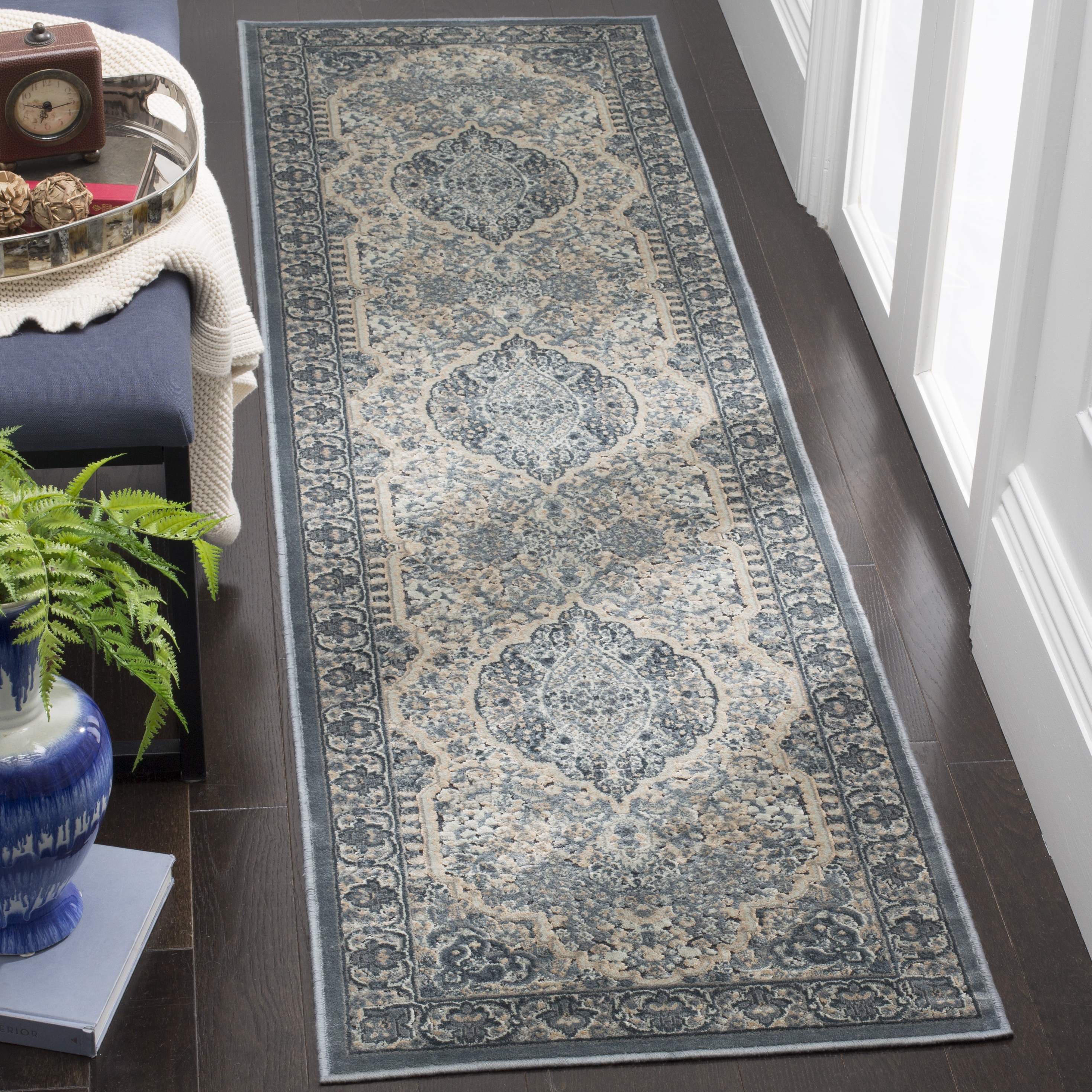 Arlo Home Woven Area Rug, PAR369-7232, Light Blue/Blue,  2' 2" X 8' - Image 1
