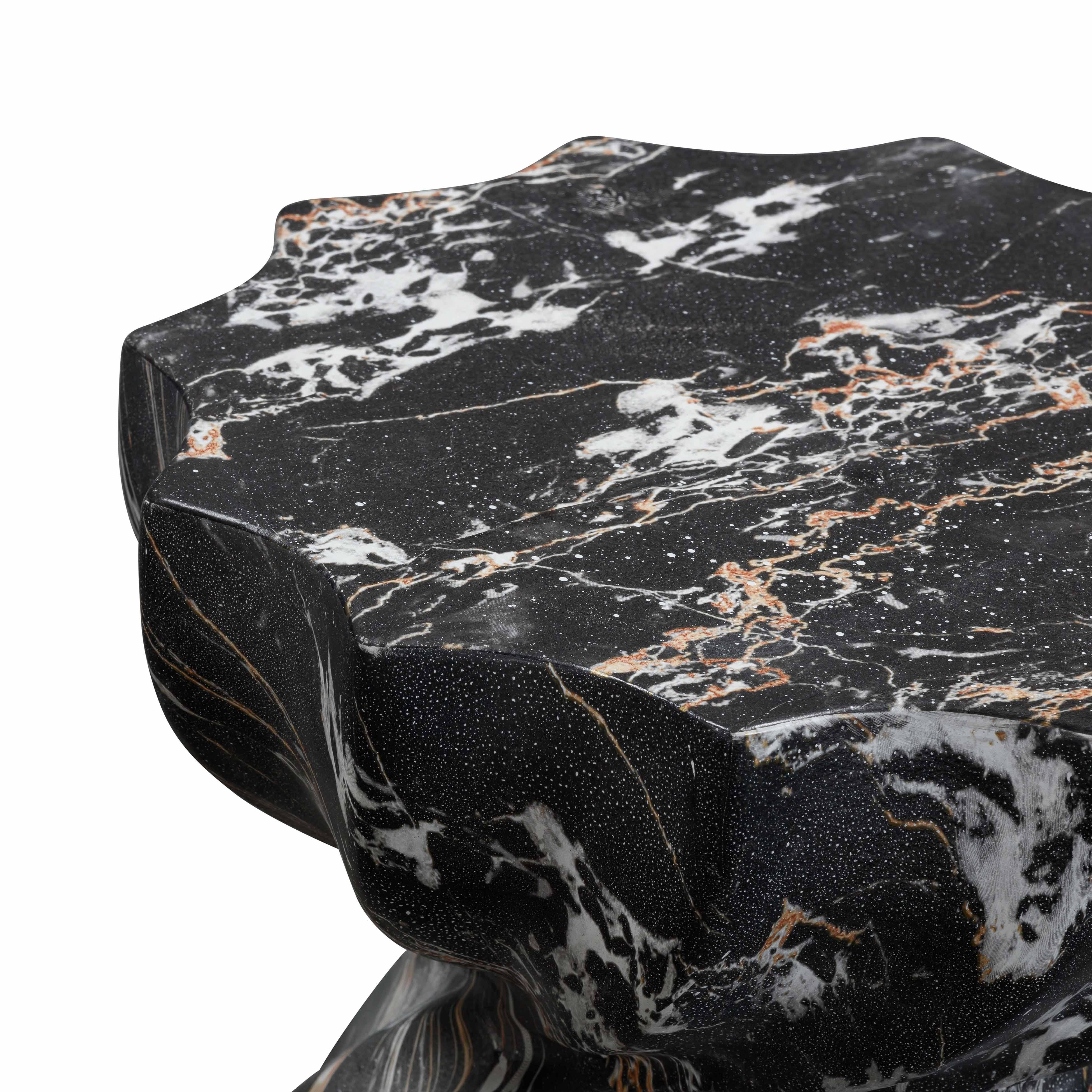 Saylor Black Faux Marble Indoor / Outdoor Concrete Stool - Image 2