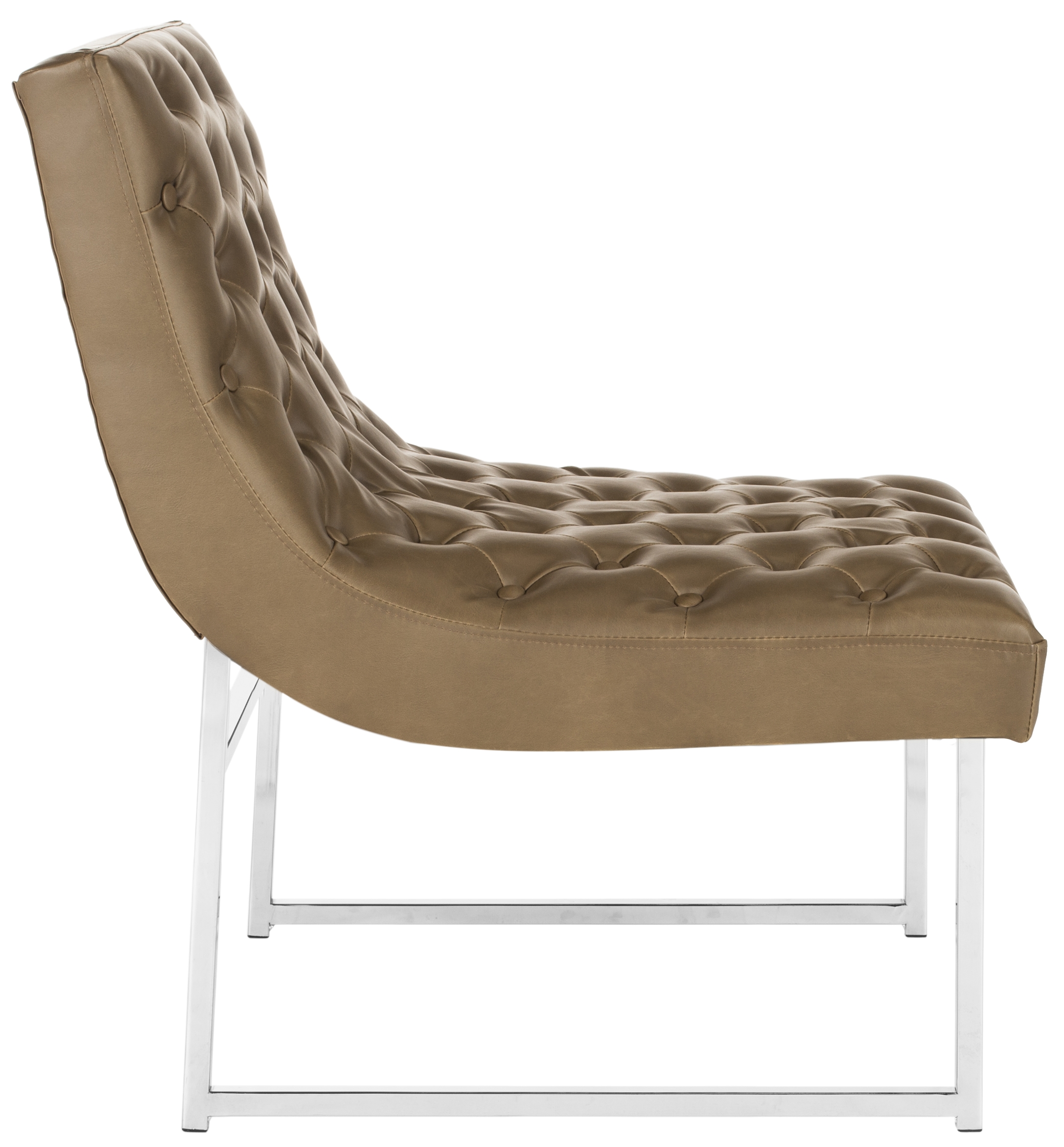 Hadley Leather Tufted Accent Chair - Antique Taupe - Safavieh - Image 2