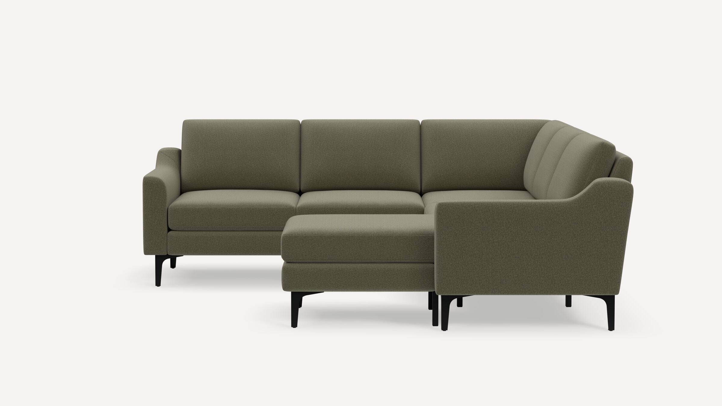 Nomad 5-Seat Corner Sectional with Chaise - Moss Green - Performance Flatweave / Black - Metal / Slope - Image 0