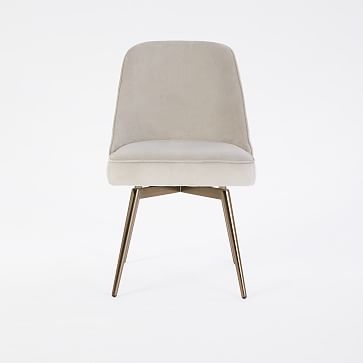 Mid-Century Office Chair, Performance Velvet, Dove Gray, Oil Rubbed Bronze - Image 2