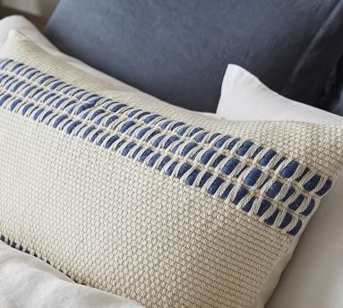 Reed Striped Lumbar Pillow Cover, Navy, 26" x 16" - Image 2