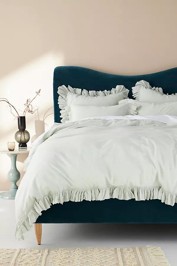 Organic Cotton Spa Sateen Ruffled Duvet Cover - Image 0