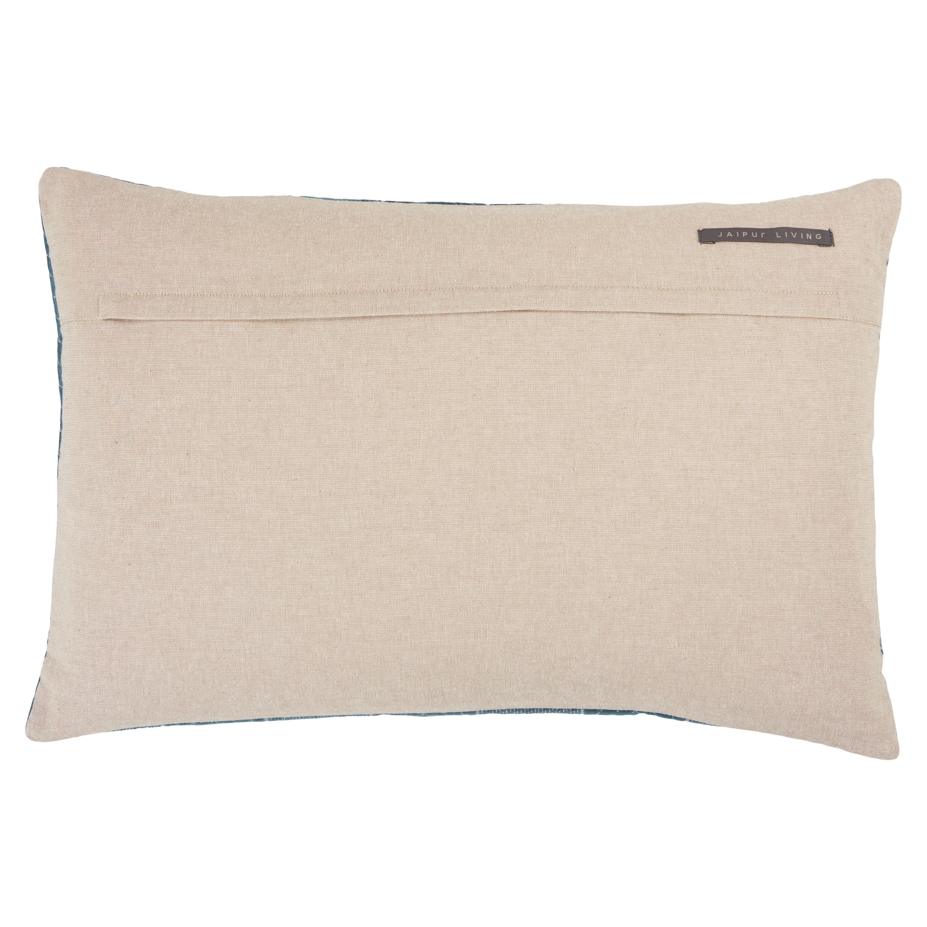 Art Deco Weave Lumbar Pillow, Blue, 24" x 16" - Image 1